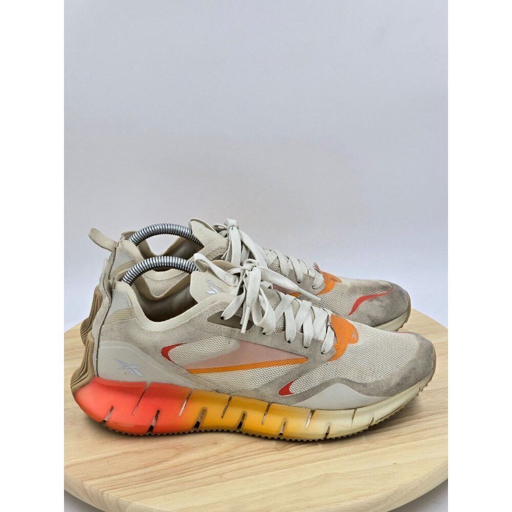 Reebok Womens Zig Kinetica Horizon Running Shoes Beige FW6269 Lace Up Mesh sz 9